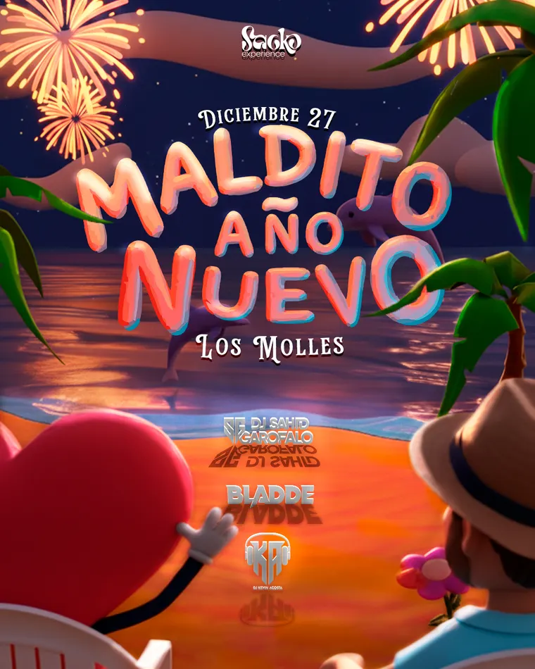 Flyer de Diciembre Maldito, fiesta de Año Nuevo 2025 de Saoko Experience